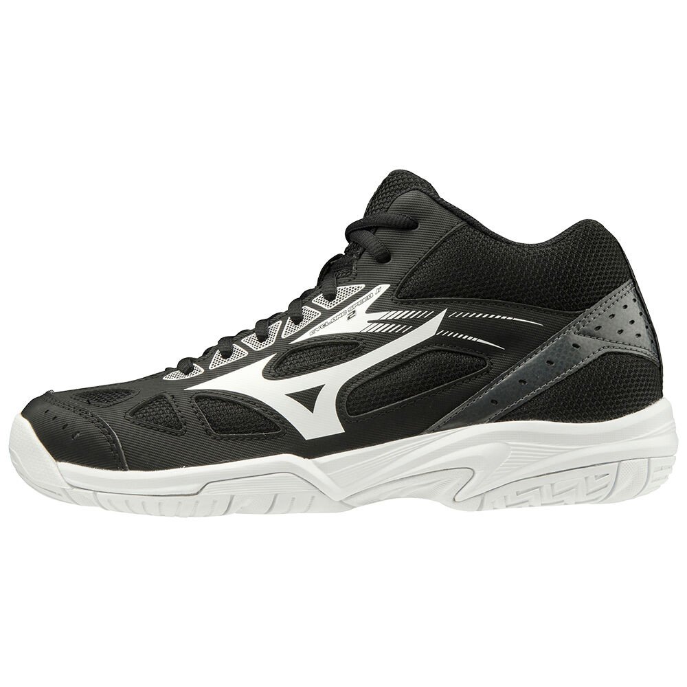 Mizuno Cyclone Speed 2 Mid Cut Női Röplabda Cipő Fekete/Fehér/Sötét Szürke GKX297384